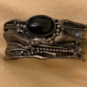 Vintage Sterling Silver/ Onyx Cuff Bracelet